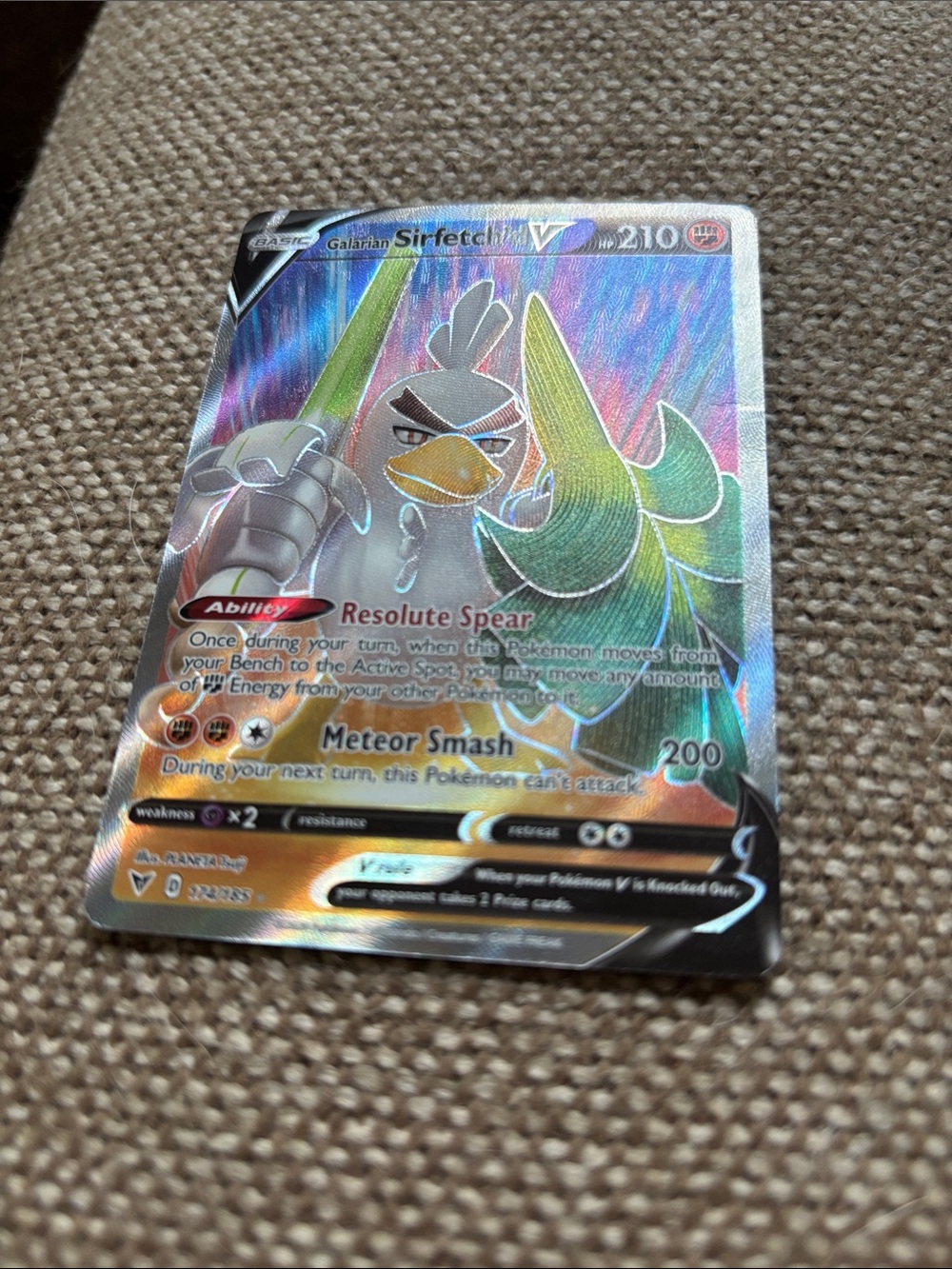 Pokemon Galarian Sirfetch'd V Holo Silver Green Yellow
